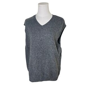 Quiet Luxury‎ Gray Lambswool Sweater Vest V Neck Club Room XXL
